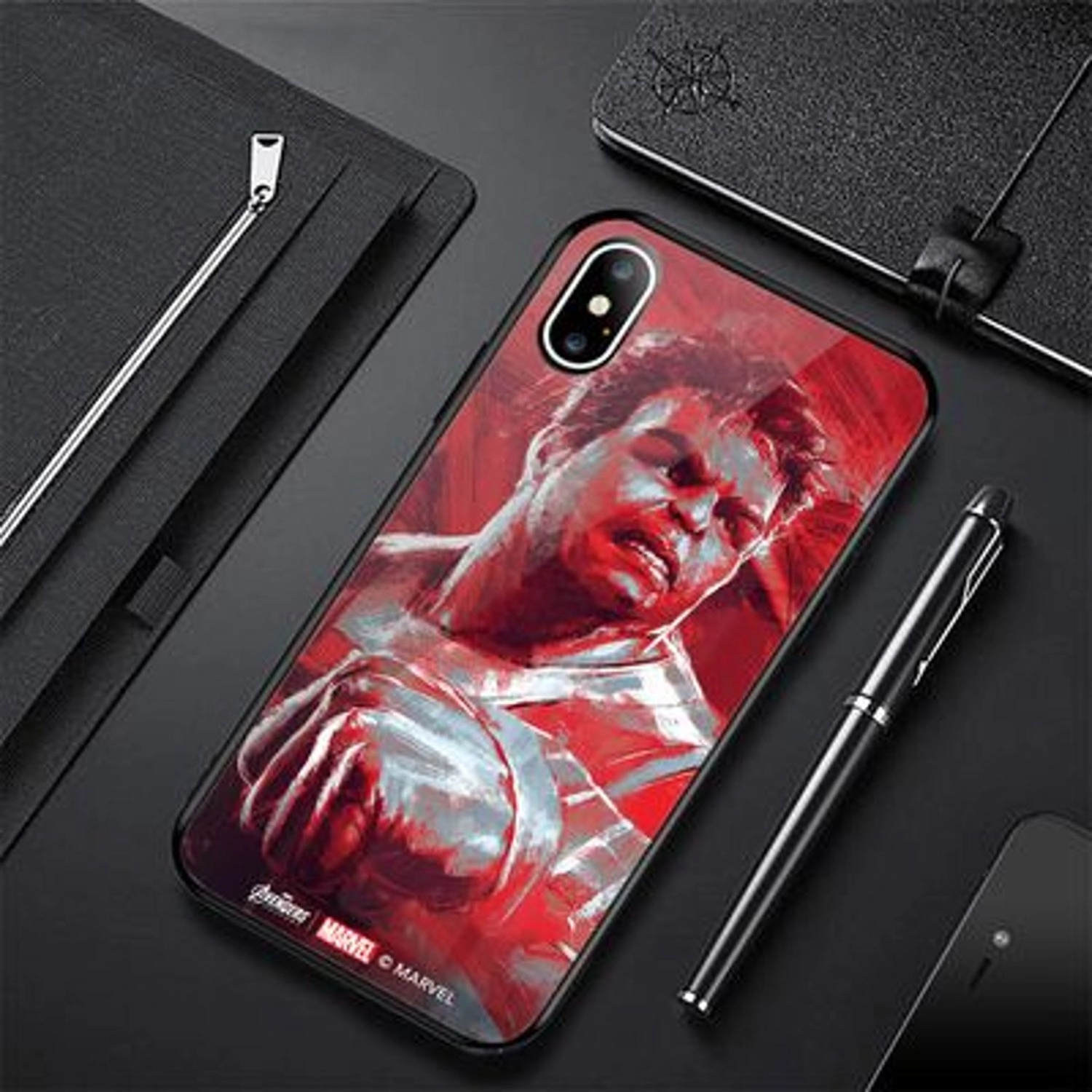 Hulk Cover - TPU Bumper Case + Tempered Glass Back Back Case for iPhone Xs Max