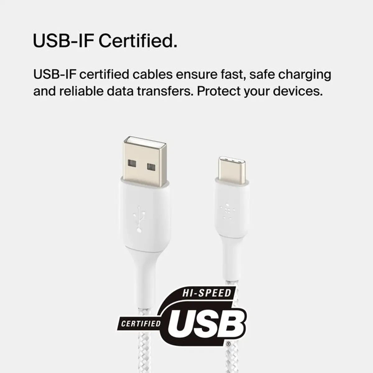 boost charge Braided Cable USB-C to USB-A 2m