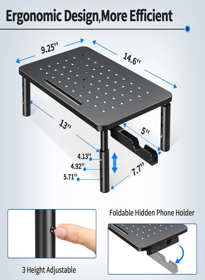 Monitor Stand Riser - Metal Drawer 3 Height Adjustable Phone Holder Pack