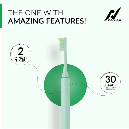 Smart Smile Sonic Electric Toothbrush - 30000 vibrations/min 2 Replaceable Brush Heads Green