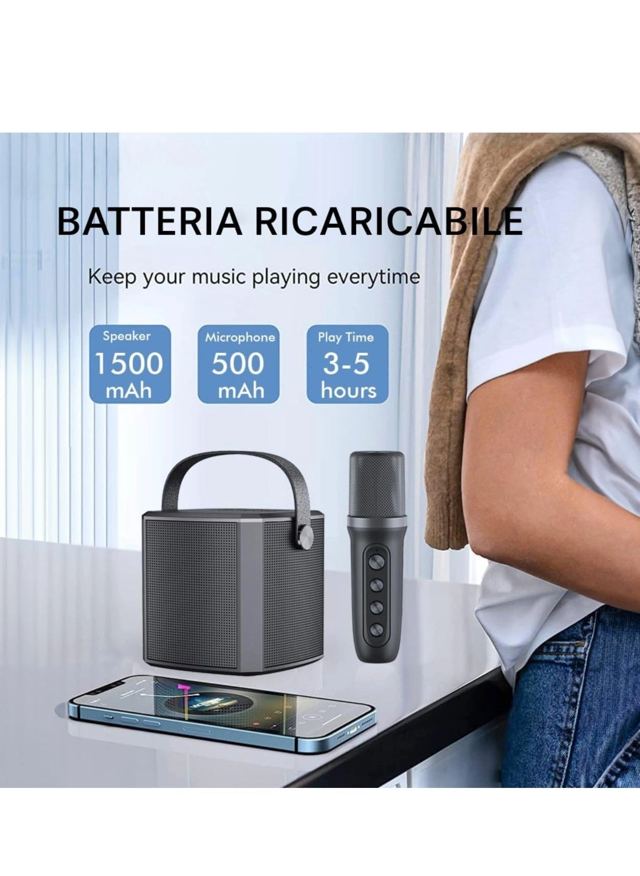 Portable Bluetooth Karaoke Speaker - 2 microphones Pack