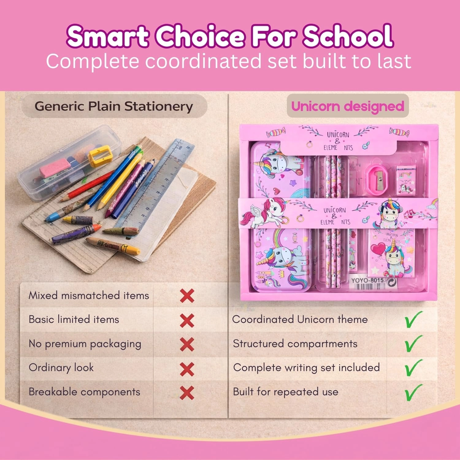 Unicorn-Themed Stationery Set - 12 piece(s)