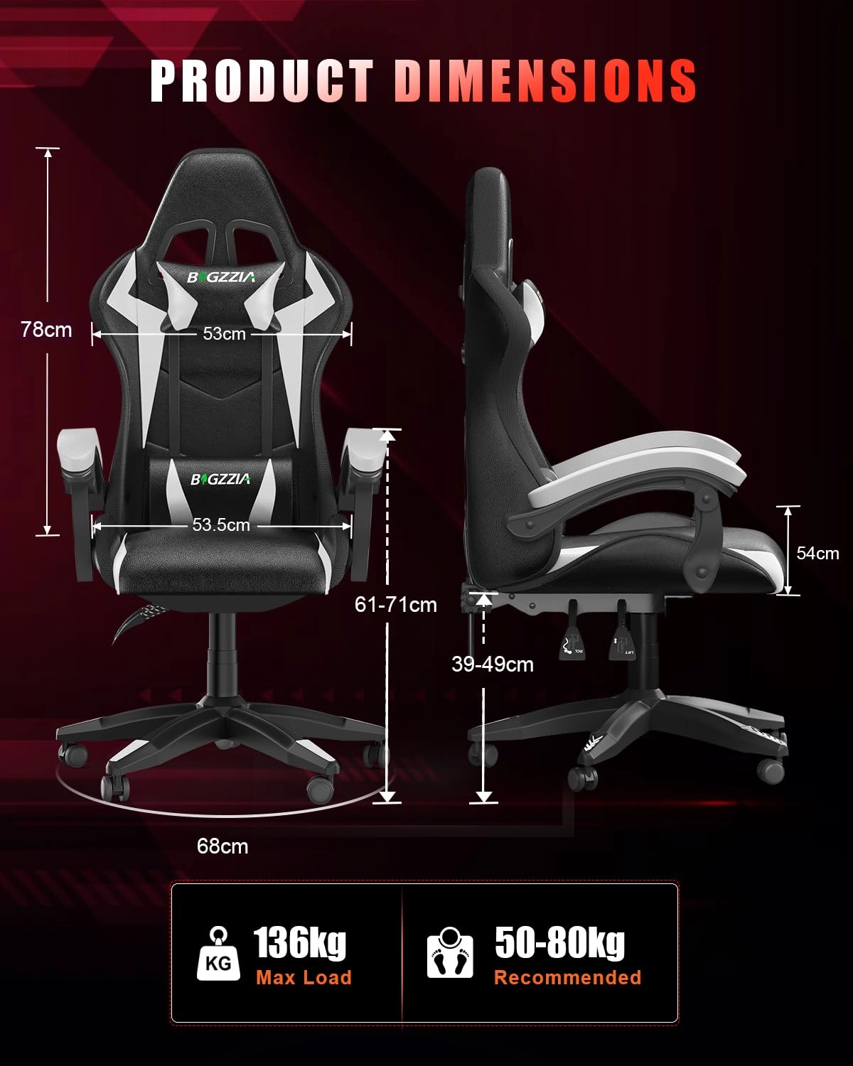 white LED gaming chair - RGB Reclining PU Leather
