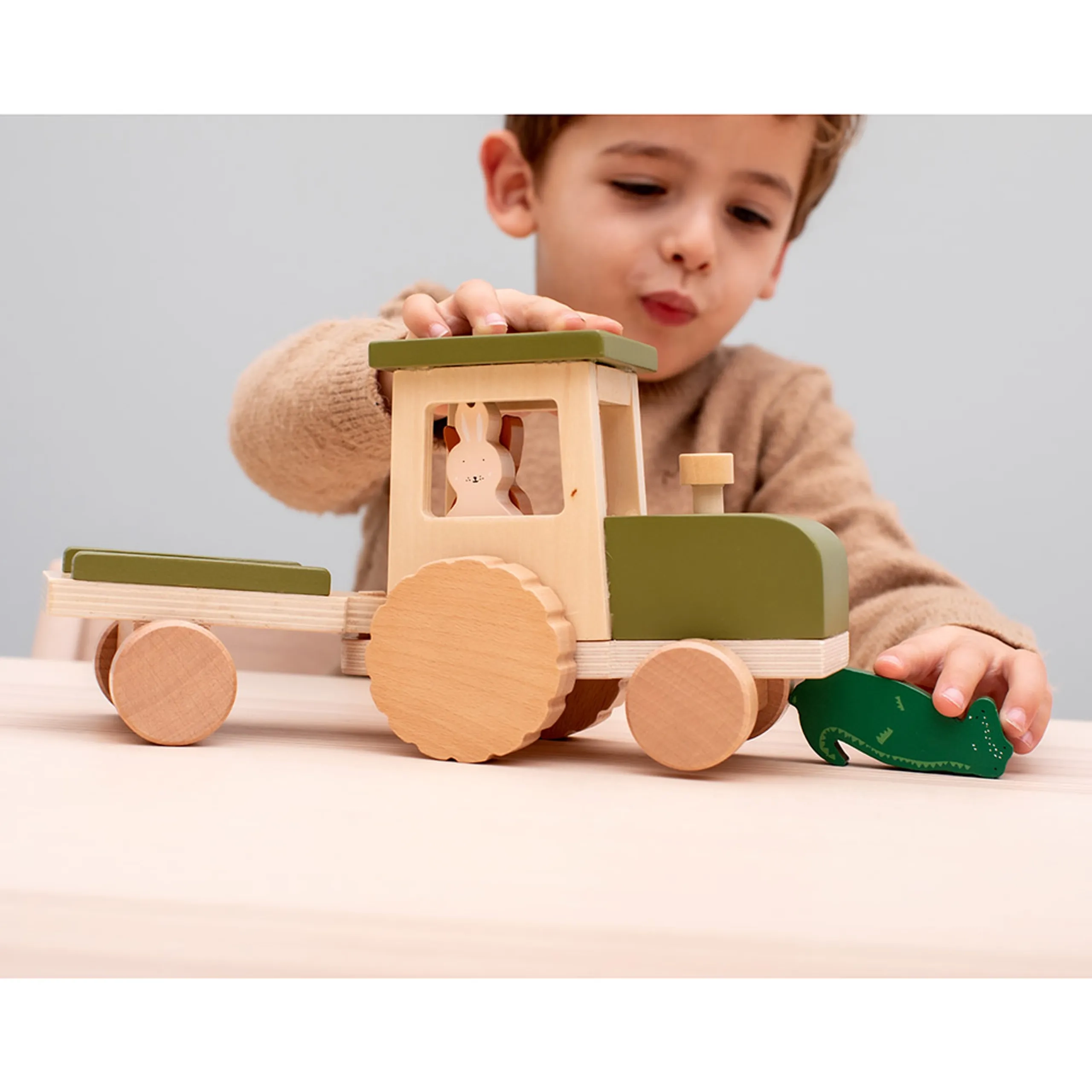 Wooden Tractor With Trailer - 18 months+