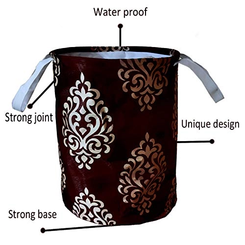 Washing Machine Cover - Washable Dustproof 23 X 23 X 33 inches + Designer Laundry Bag - Brown Floral