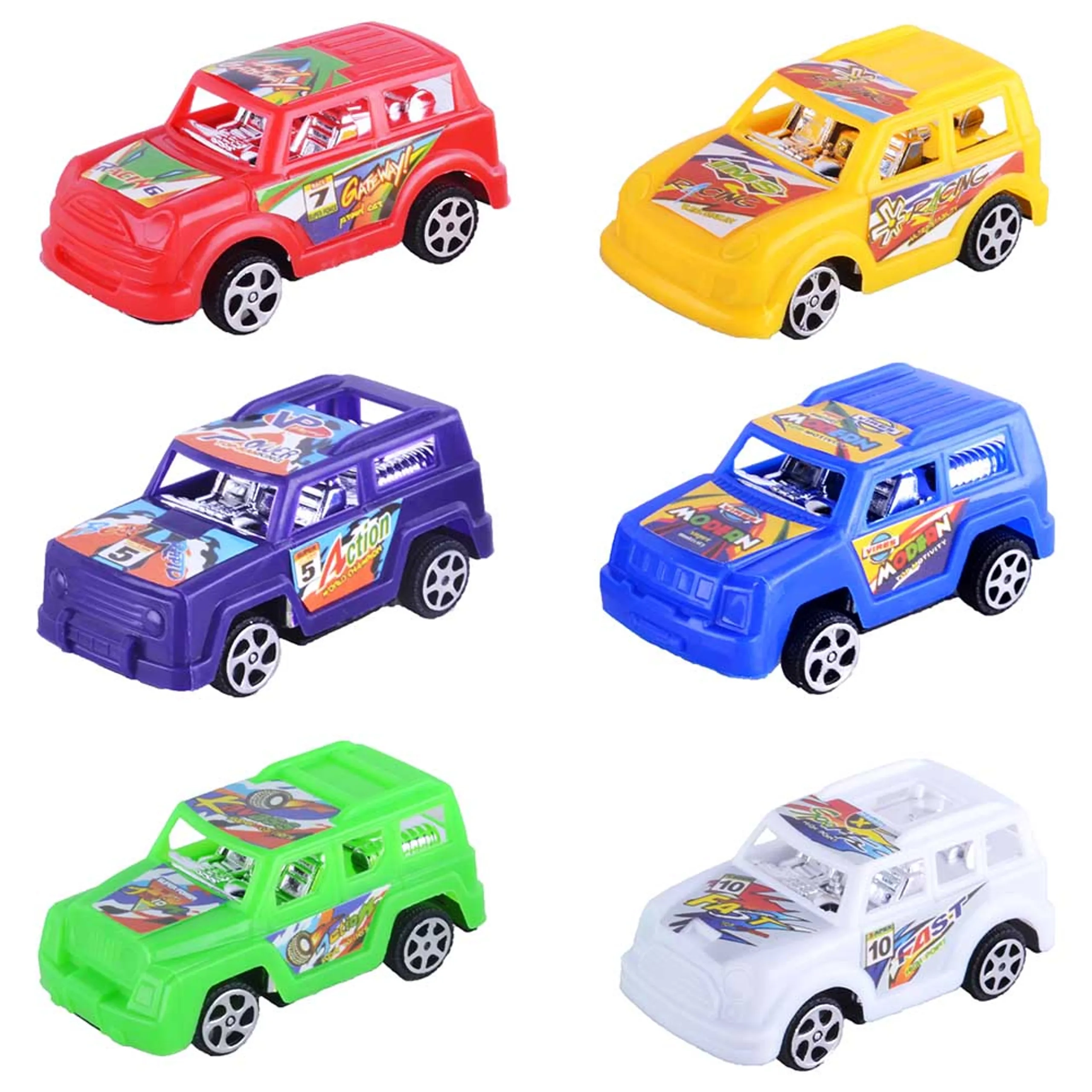 Power Joy Everyday Toy Pull Back Racing Car - 6 pieces Gift Pack