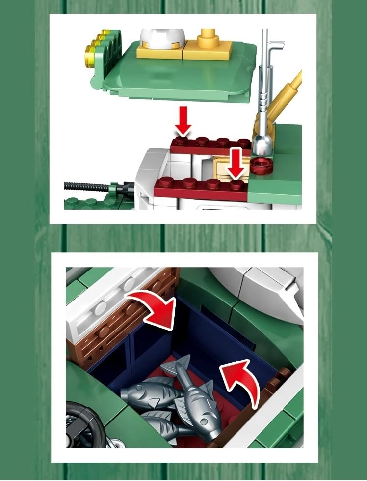 Fishing Boat Building Blocks Set - 582 pcs