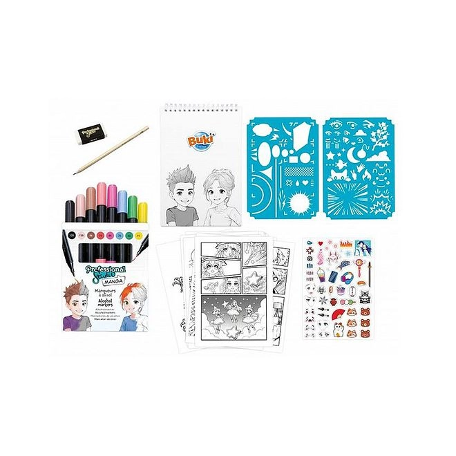 Buki France Professional Studio Manga Kit - 8 alcohol-based markers 1 pencil eraser