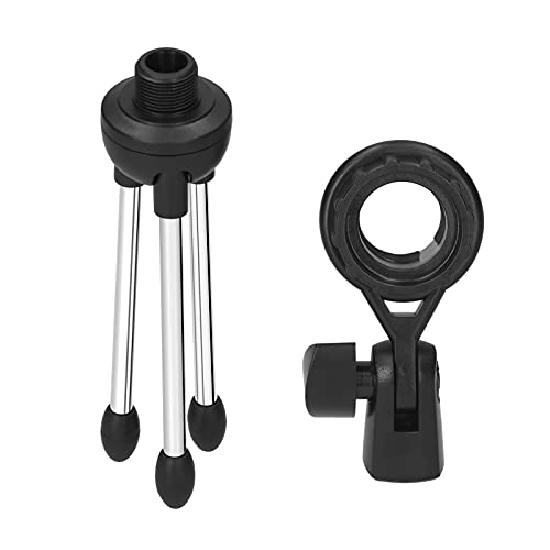 Foldable Desktop Microphone Tripod Stand - 5/8 Inch Threaded Mount Rotatable Mic Holder