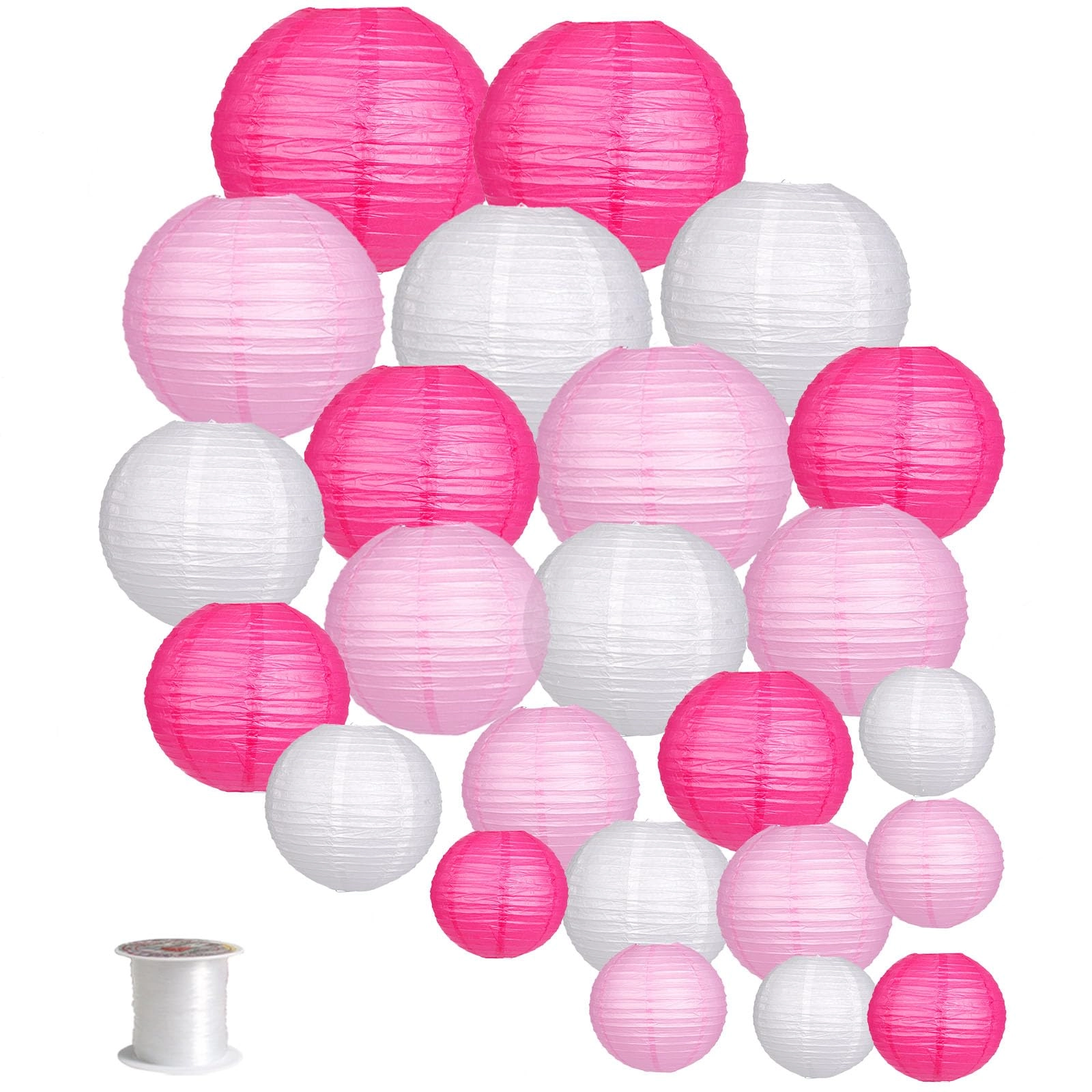 zilue Hanging Round Paper Lanterns - 24pcs Wedding Birthday Party Baby Showers