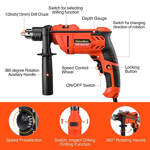 Electric Drill - 900W Corded 1/2'' Chuck