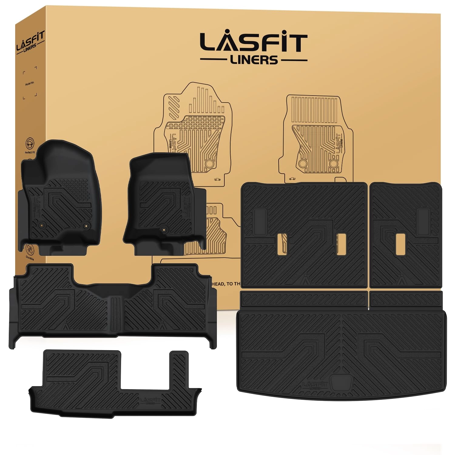LASFIT Floor Mats - Chevy Tahoe/GMC Yukon/Cadillac Escalade 2021-2026 8 Seats