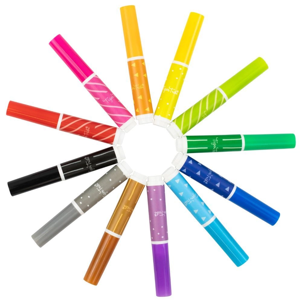Tiger Tribe Junior Washable Markers - Twelve Multi Colour