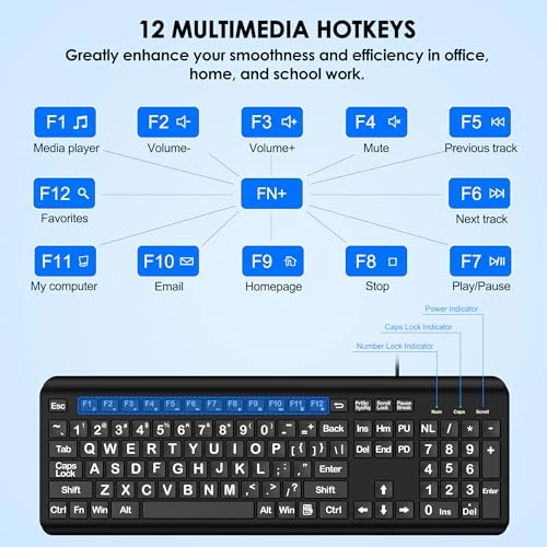 Large Print Computer Keyboard - Wired
