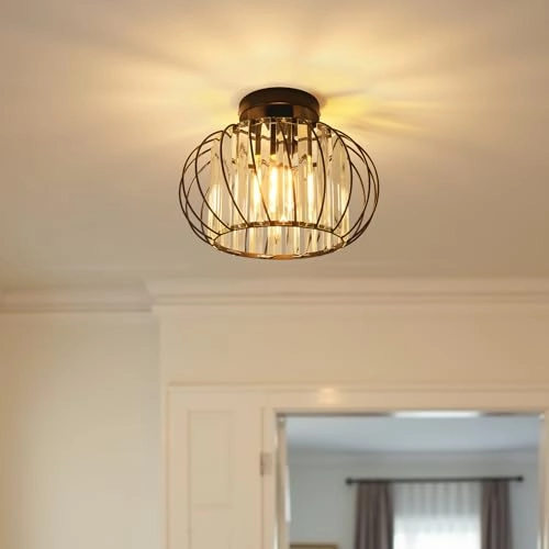 Crystal Ceiling Lamp - E27 Black 26.5 cm