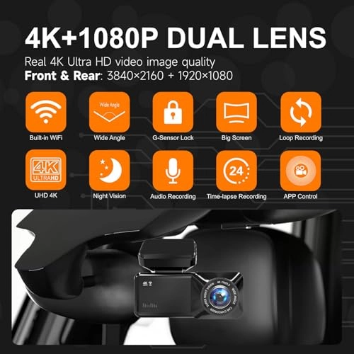 4K Lens Vehicle Security Camera + 64G Memory Card