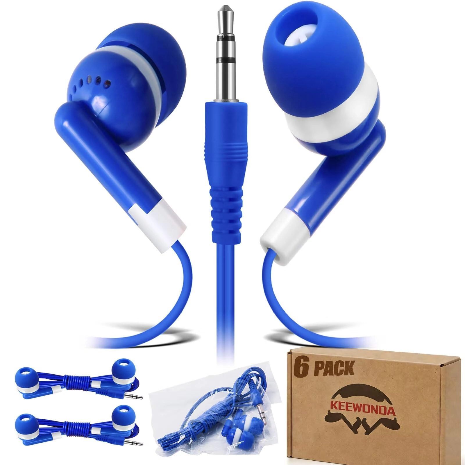 Keewonda KW26BL-6A Wired Earbud Pack
