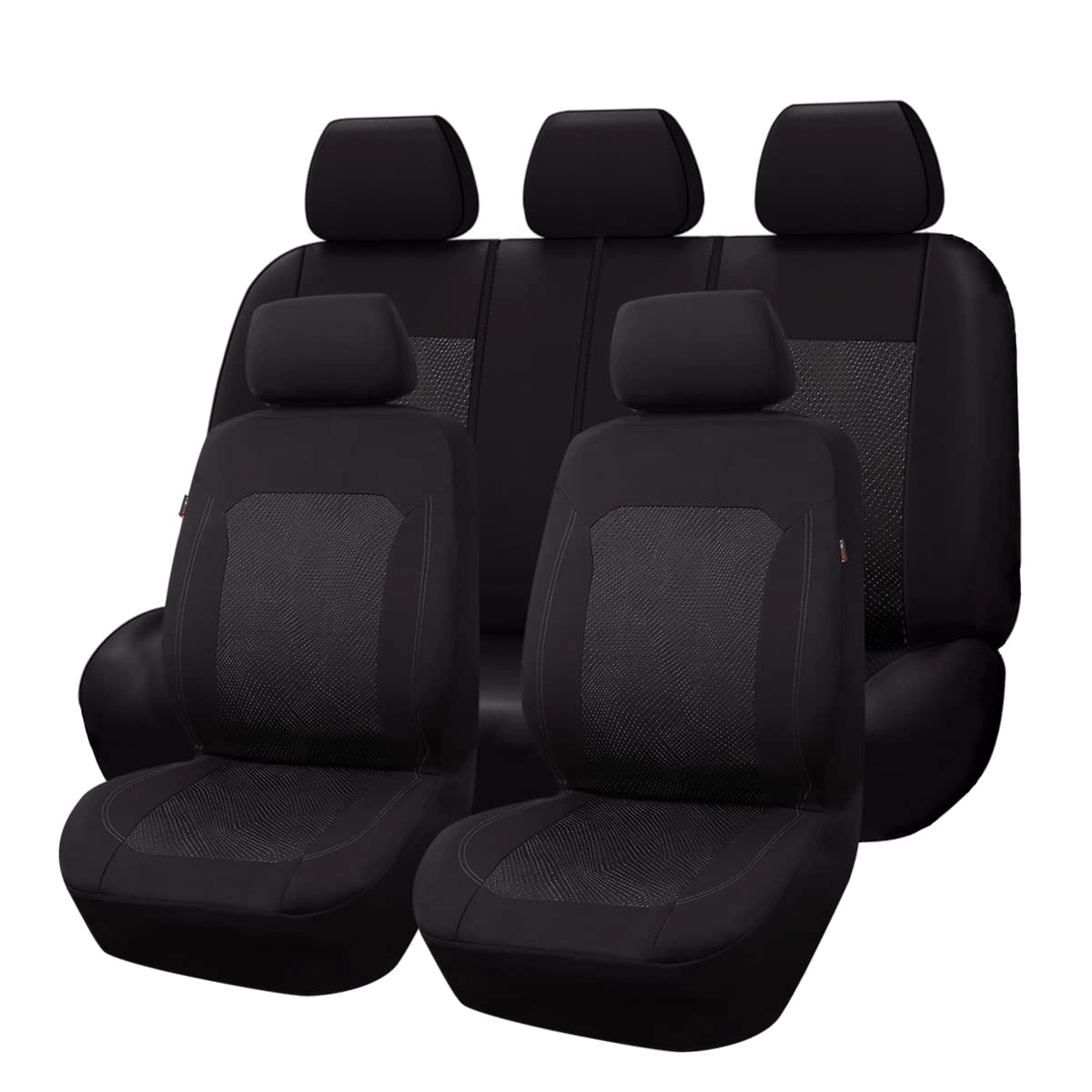 Shanghai qiyang car accessories co ltd Jacquard Car Seat Covers - Black Full Set Airbag Compatible
