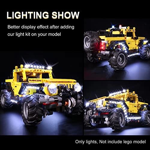 LED Light Kit for Lego Jeep Wrangler - Compatible with Lego 42122 Remote Control Version