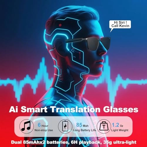 AI Translation Glasses - Wireless Bluetooth Real-Time Translation 144 Languages