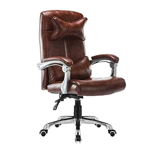 Desk Chair - PU Leather Brown High Back