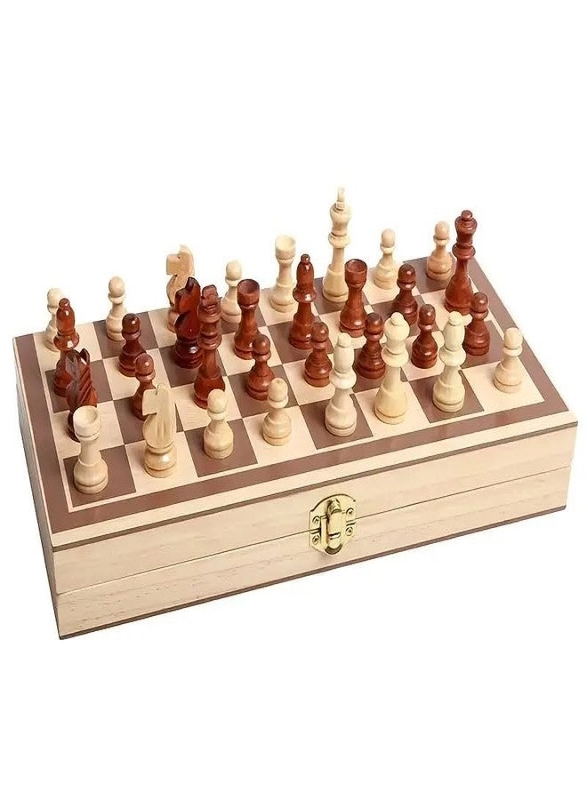 Wooden Magnetic Chess Board Set - Compact & Foldable Inbuilt Storage Anti Scratch Surface