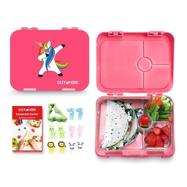 Eazy Kids Unicorn 6 Compartment Bento Lunch Box + Lunch Bag