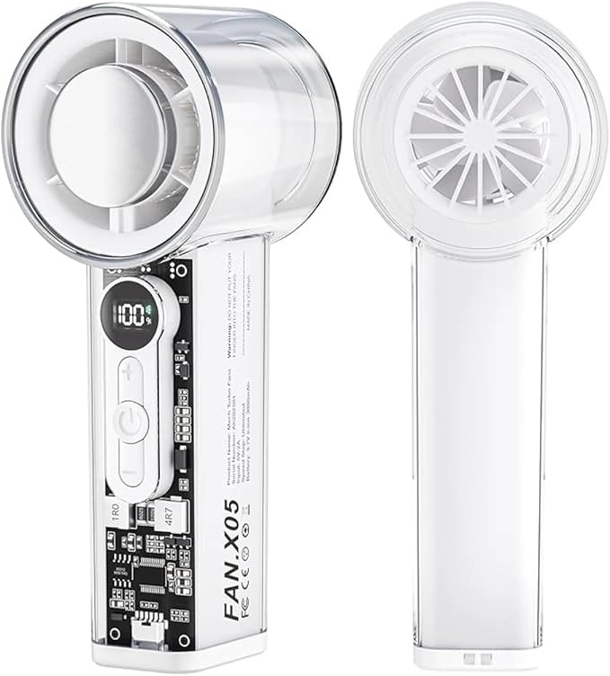 Portable Handheld Fan - Rechargeable Digital Display Adjustable Speed