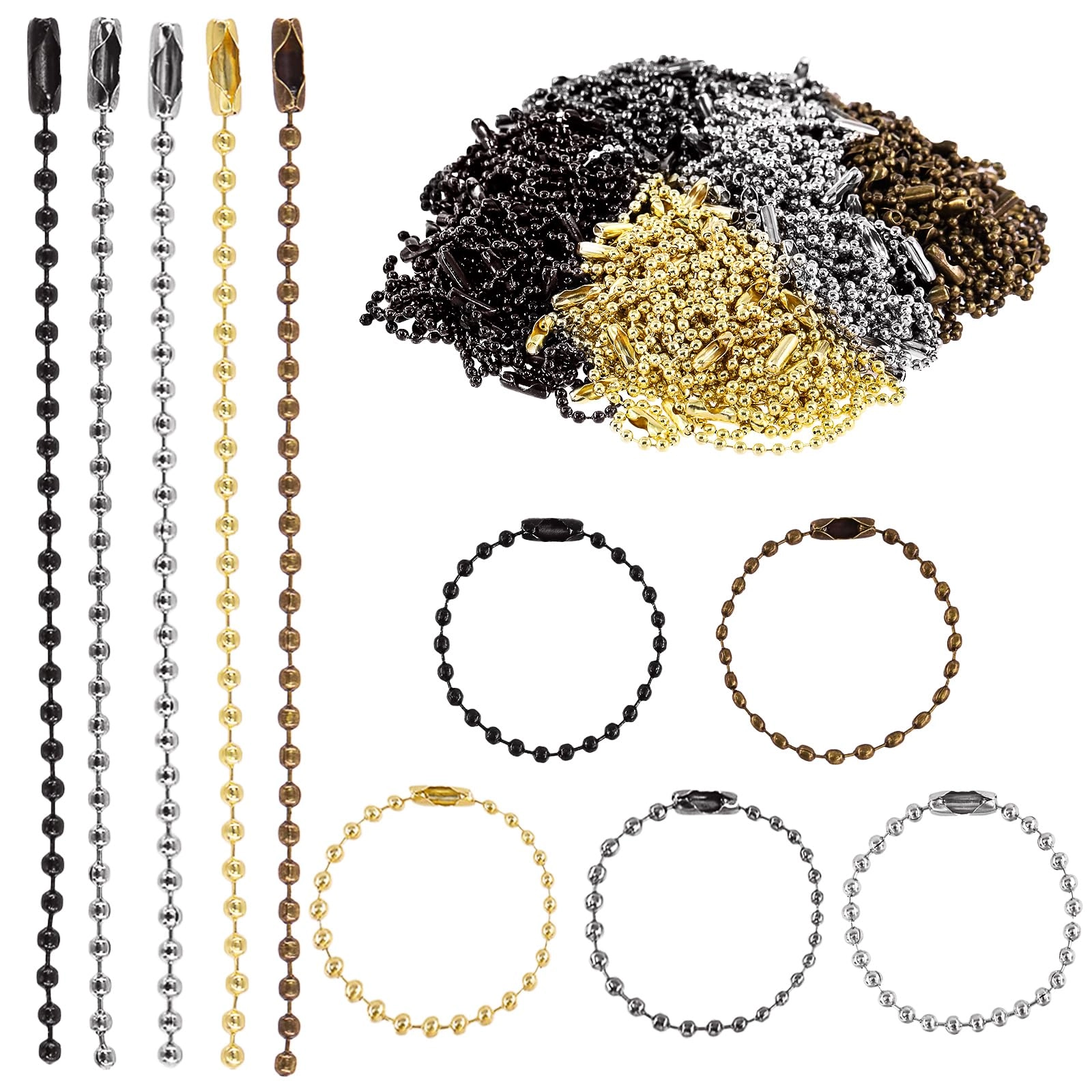 keadic Ball Bead Chains - 250Pcs Color Assortment