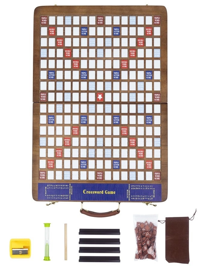 MrCarbon Wooden Folding Crossword - 100 Wooden Letter Tiles 5-minute Sand Timer