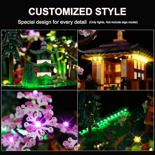 LED Lighting Kit for Lego Icons Tranquil Garden - Remote Control Version Compatible with 10315