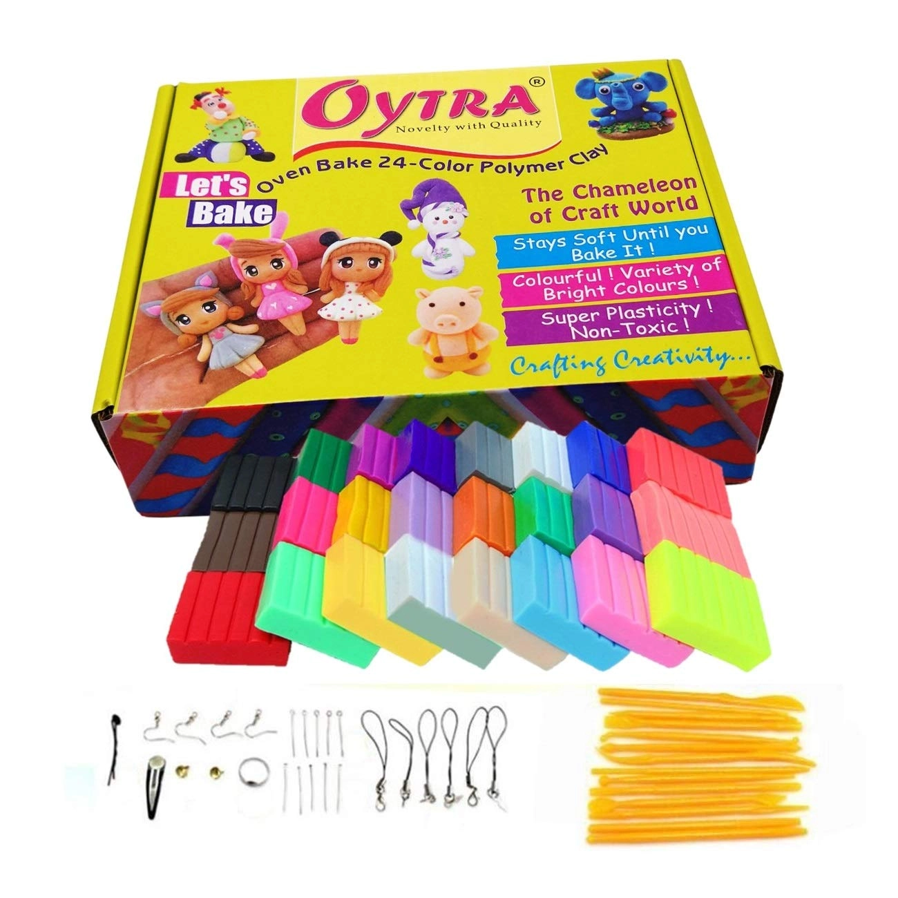 Oytra Polymer Oven Bake Clay Set - 24 Colors Non Air Dry
