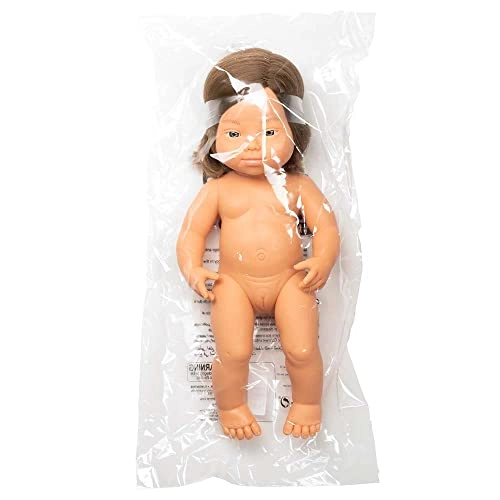 Educational Anatomically Correct Baby Doll - 15" Soft vinyl Caucasian Girl Down Syndrome Ages 10 months+