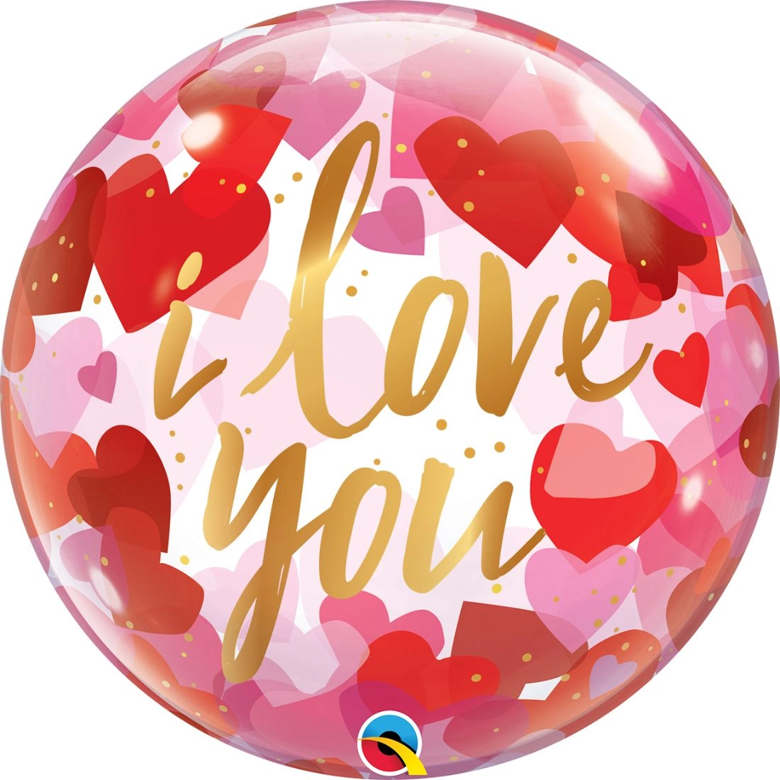 Qualatex I Love You Paper Hearts Bubble Balloon - 22-Inch Size