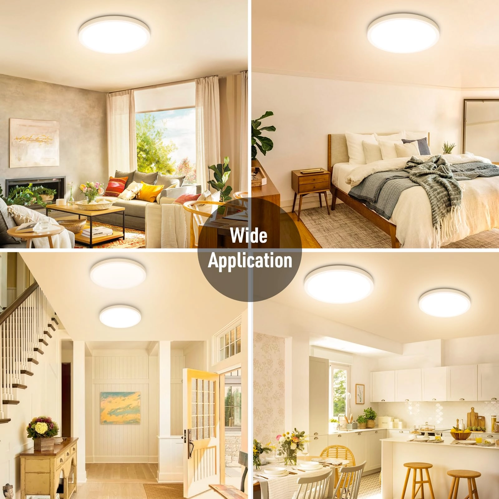 LED Flush Mount Ceiling Light - 3000K Non-Dimmable