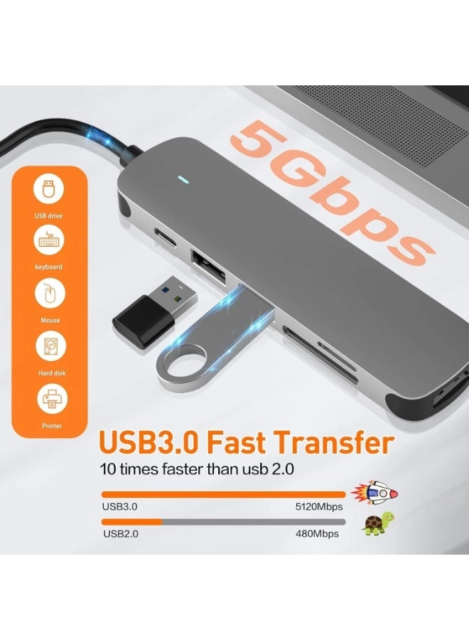 USB C Hub - 4K HDMI 2 USB 3.0 100W PD