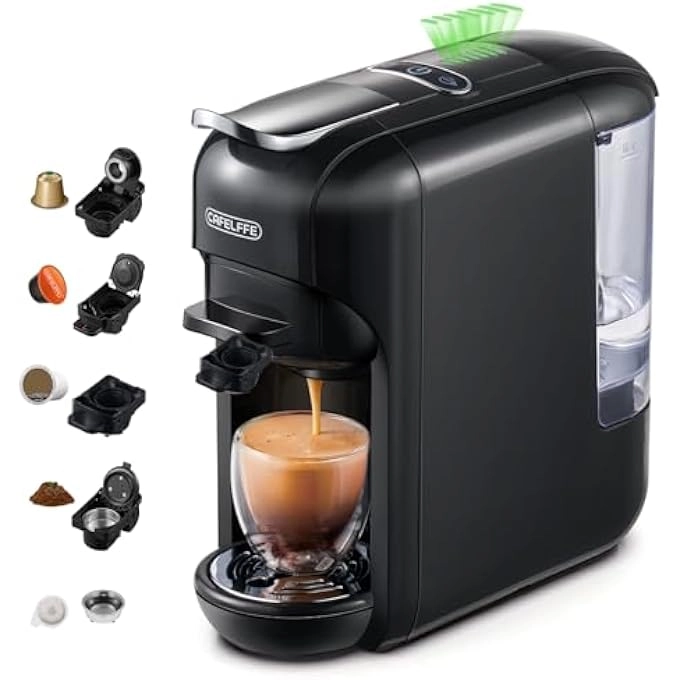 5-in-1 Automatic Capsule Coffee Machine - Hot & Cold, 7-Level LED, Multi-Capsule Compatible