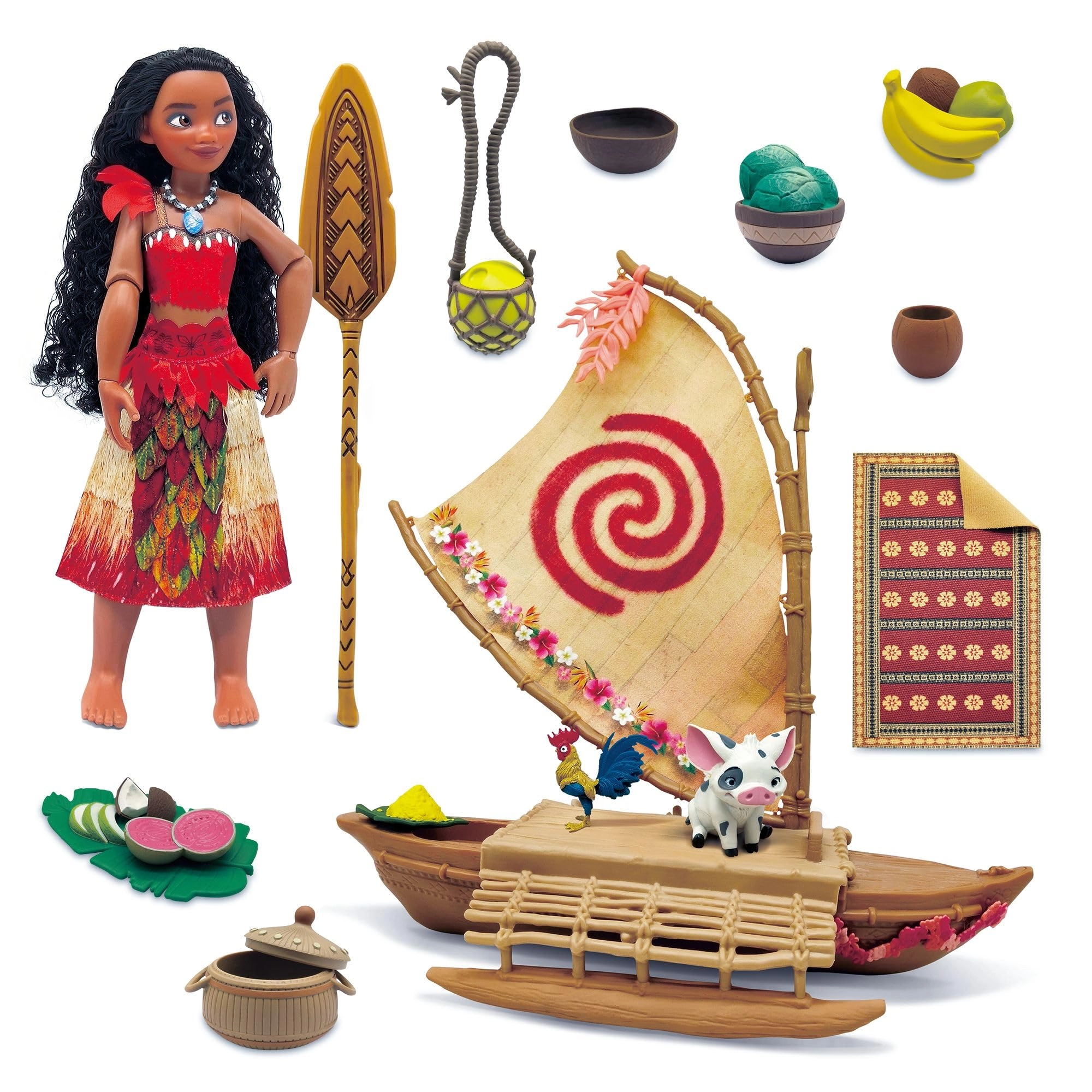 Disney Moana Small Doll + Floating Boat + Friend Figures