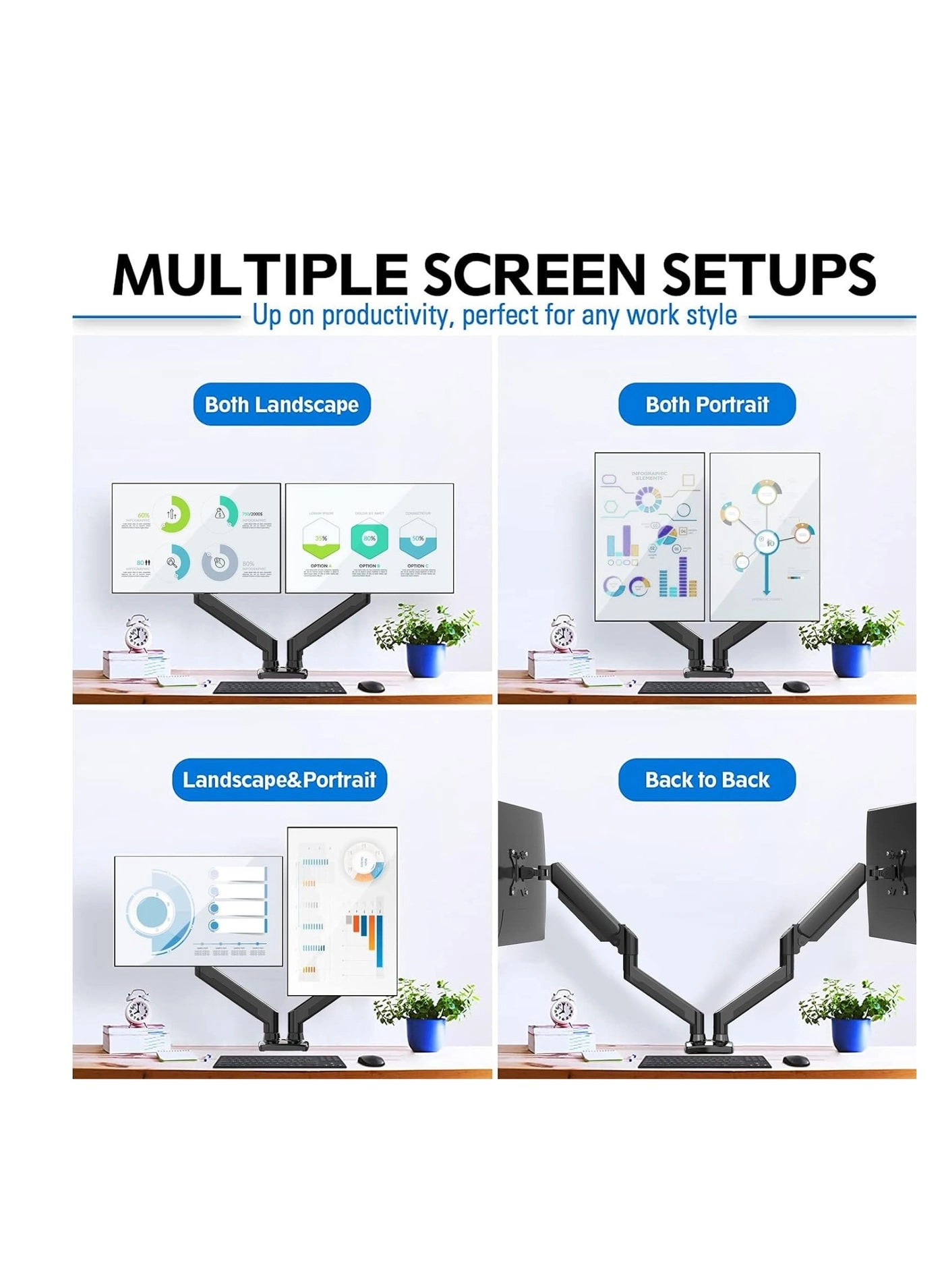 Dual Monitor Stand - 32 Inches 75x75/100x100mm