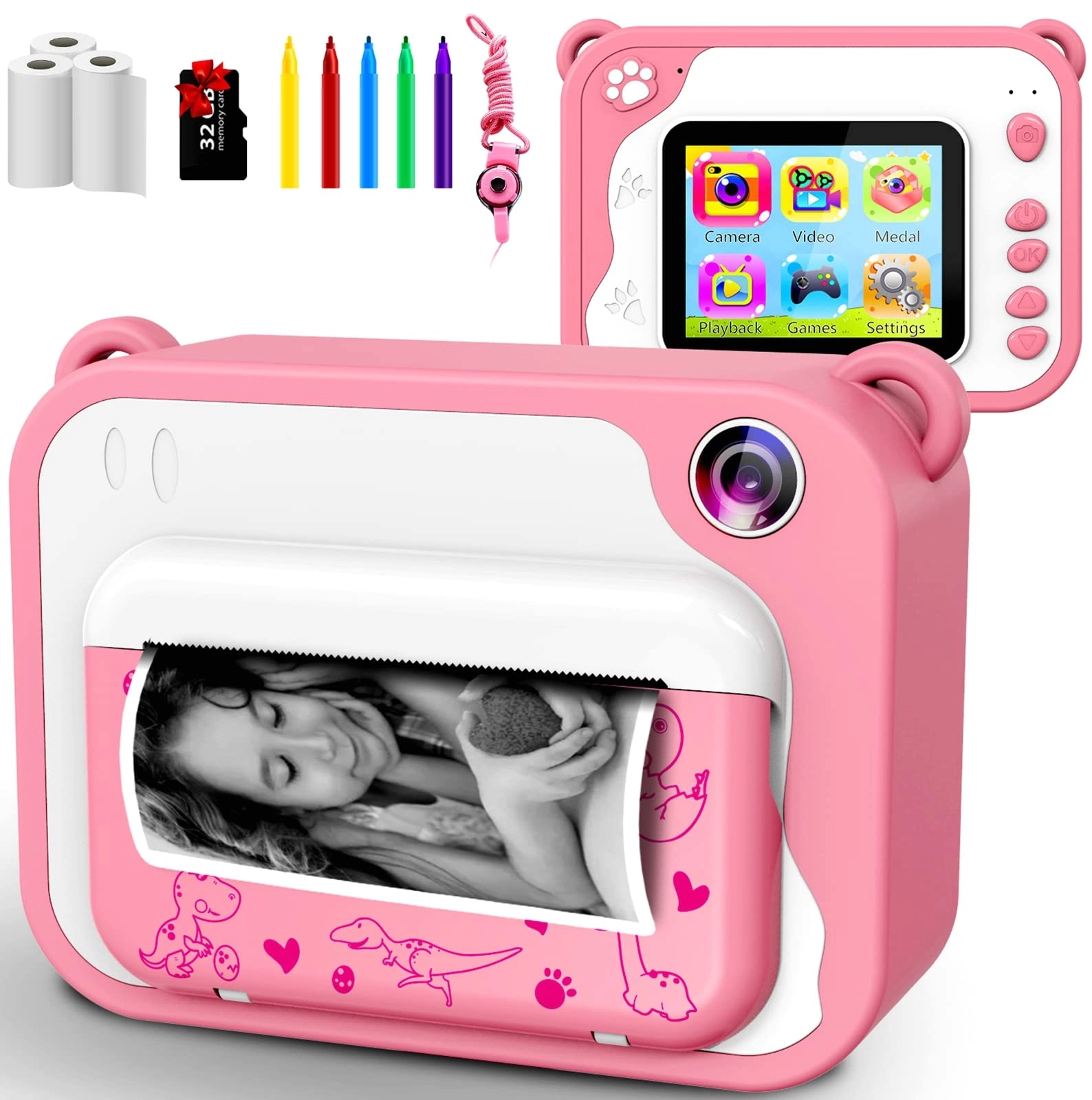 Wemat Kids Digital Camera - Dual Lens Instant Print 1080P