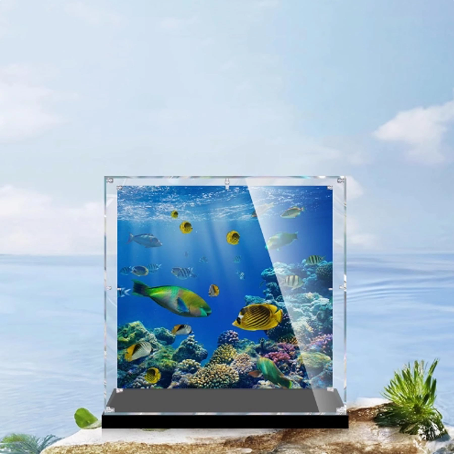 FEIRUBO Acrylic Display Box - Compatible with Lego 43225 Shell model Black Base+back Spray