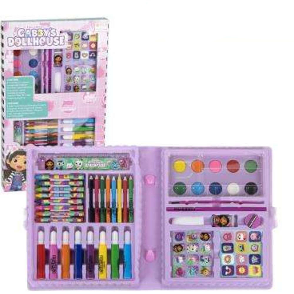 Cerda Colouring Box Briefcase Gabby's Dollhouse - 43 Pc markers wax crayons watercolors color pencils