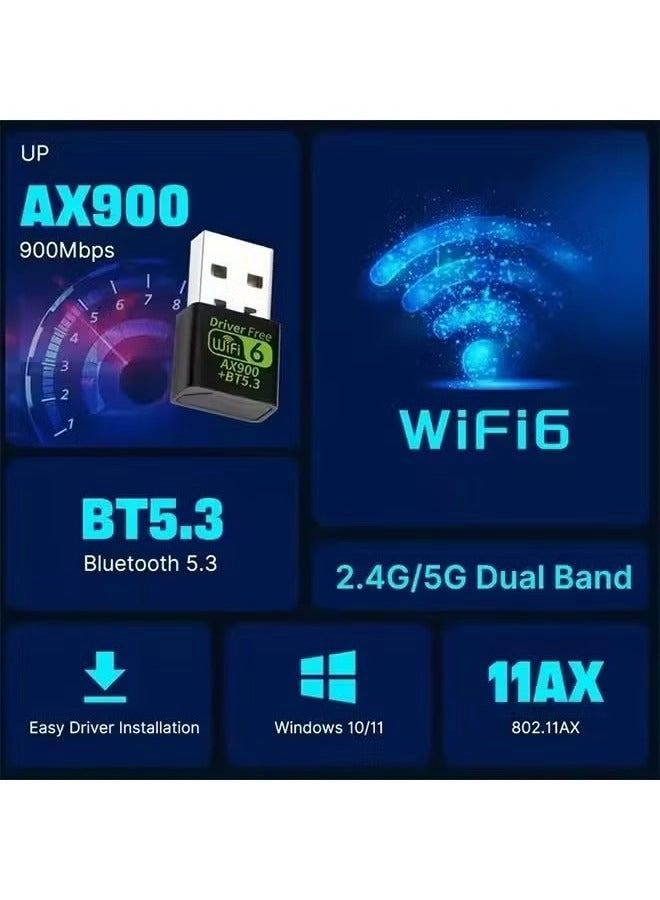 WiFi 6 USB Adapter - Dual-Band 5GHz 2.4GHz USB Wireless
