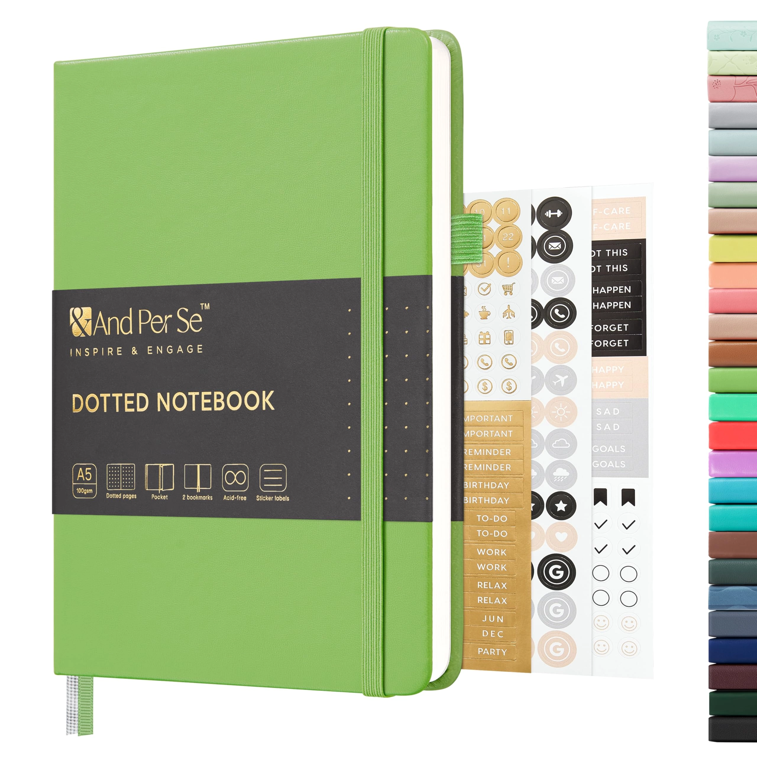 &and per se Dotted Journal Notebook A5 Hardcover - Dotted 160 Pages