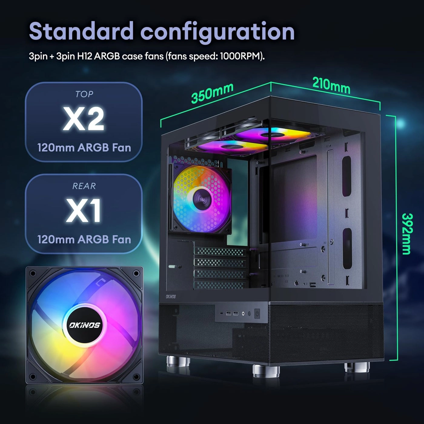 Aqua 3 - Panoramic View Tempered Glass Side Panel Micro ATX