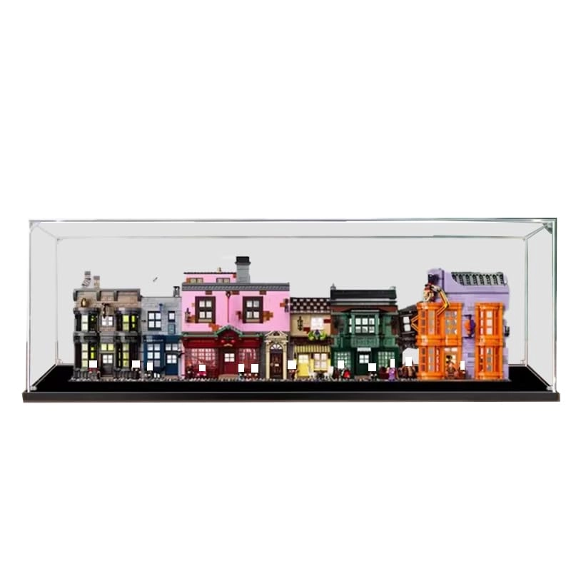 HCAEIOFJ Clear Acrylic Display Case (75978) - 43.30x7.87x13.77in. Black Bottom