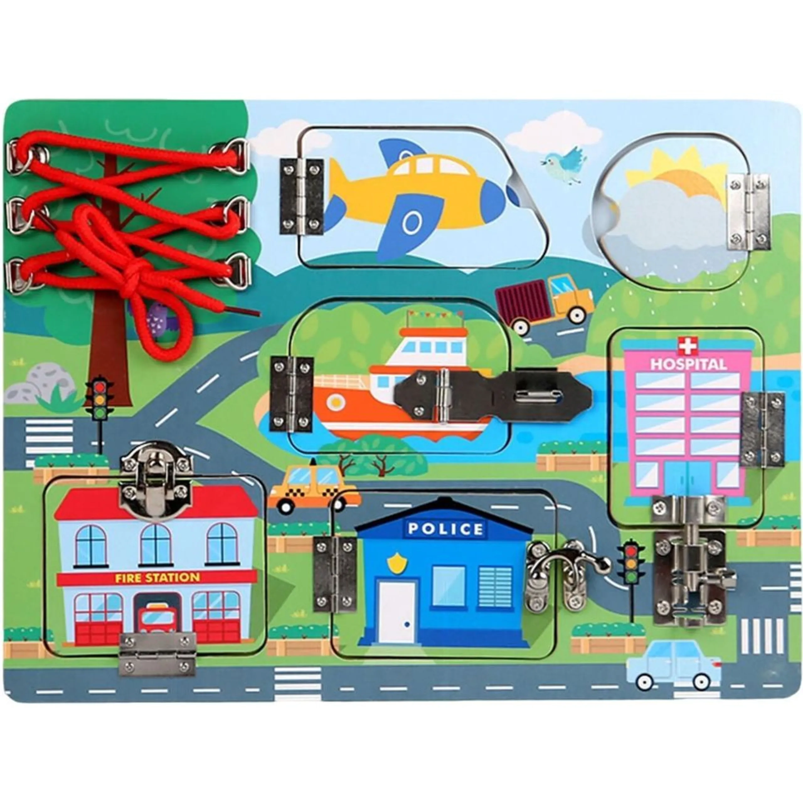 Kids Wooden Lock And Latches Busy Board - 3 +