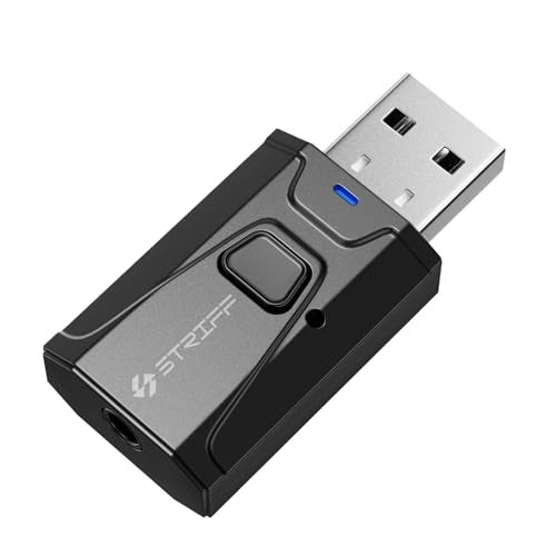 STRIFF Bluetooth Car Adapter - Bluetooth 5.0 Wireless Car Aux Home Headphones PC TV