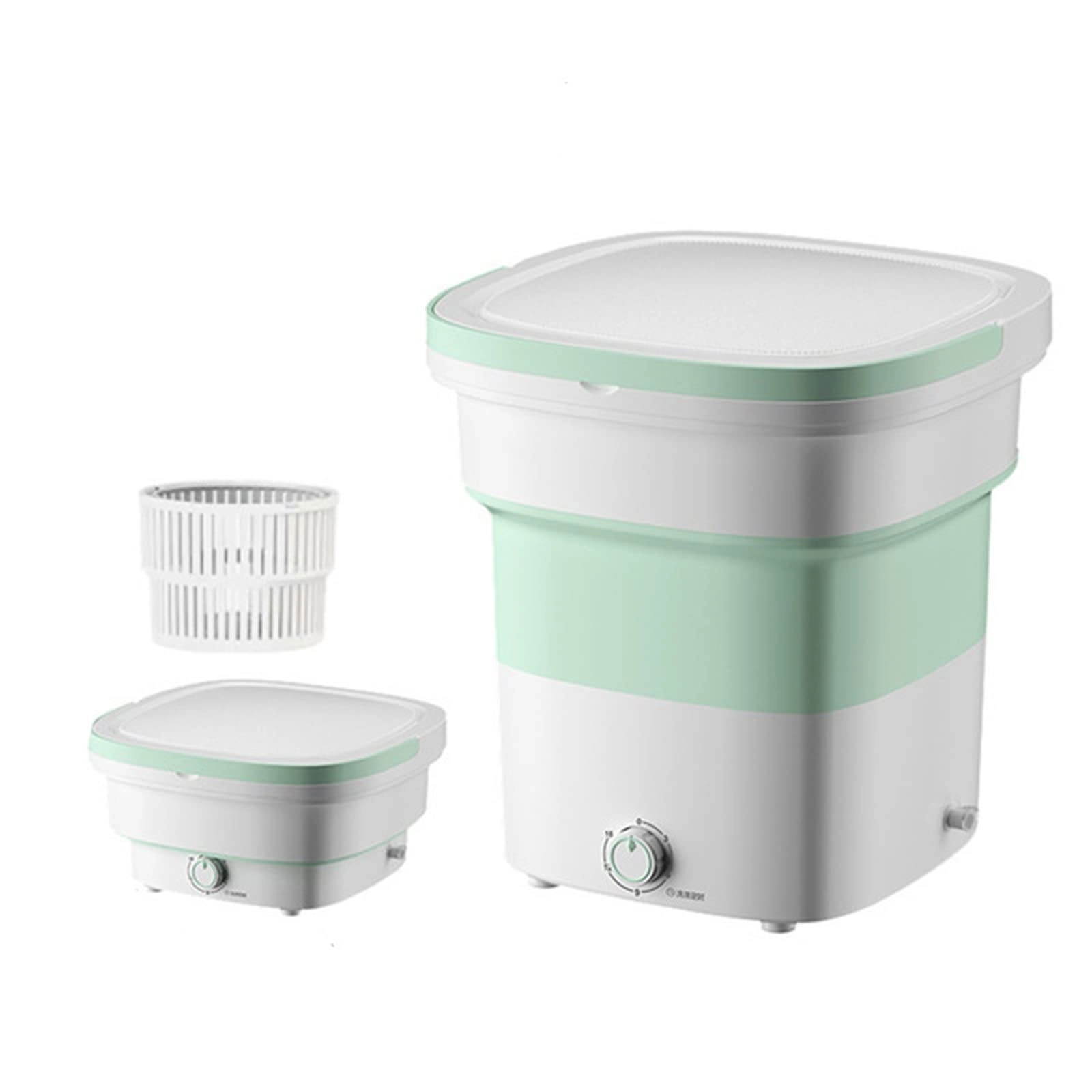 XHTONGSH غسالة قابلة للطي للطي المحمولة, غسالة صفرية اوتوماتيكية, عمل هادئ, الضوء الأزرق, ملابس داخلية غسل الملابس او عنصر صغیر, طاقة ومنطقة (Color : Green)