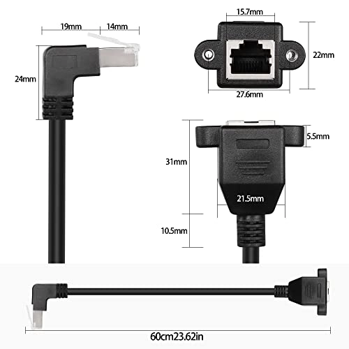 90 Degree RJ45 Ethernet Extension Cable - 50CM